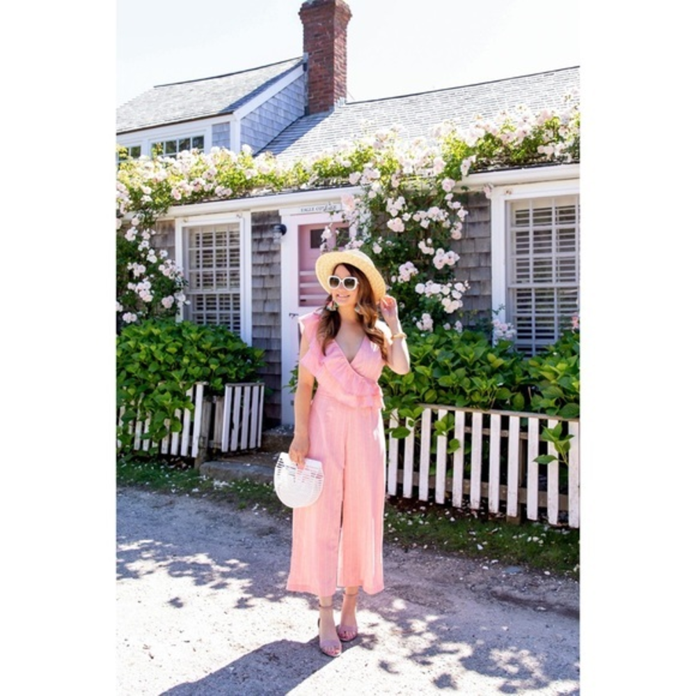 LOST INK Frill Shoulder Stripe‎ Jumpsuit Size XS
